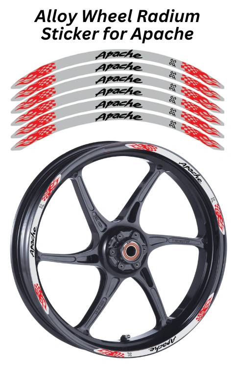 Alloy wheel Radium Sticker For Apache | Made In Premium Radium With FPF(Fade Protection Film), Water Proof, Precut Sticker, Pack Of 12